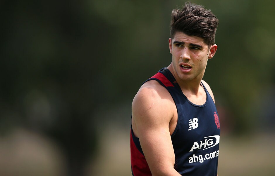 AFL 2015 Training - Melbourne 301115 Christian Petracca copped a blast from Melbourne coach Paul Roos after breaking his toe in a basketball mishap - ${keywords}